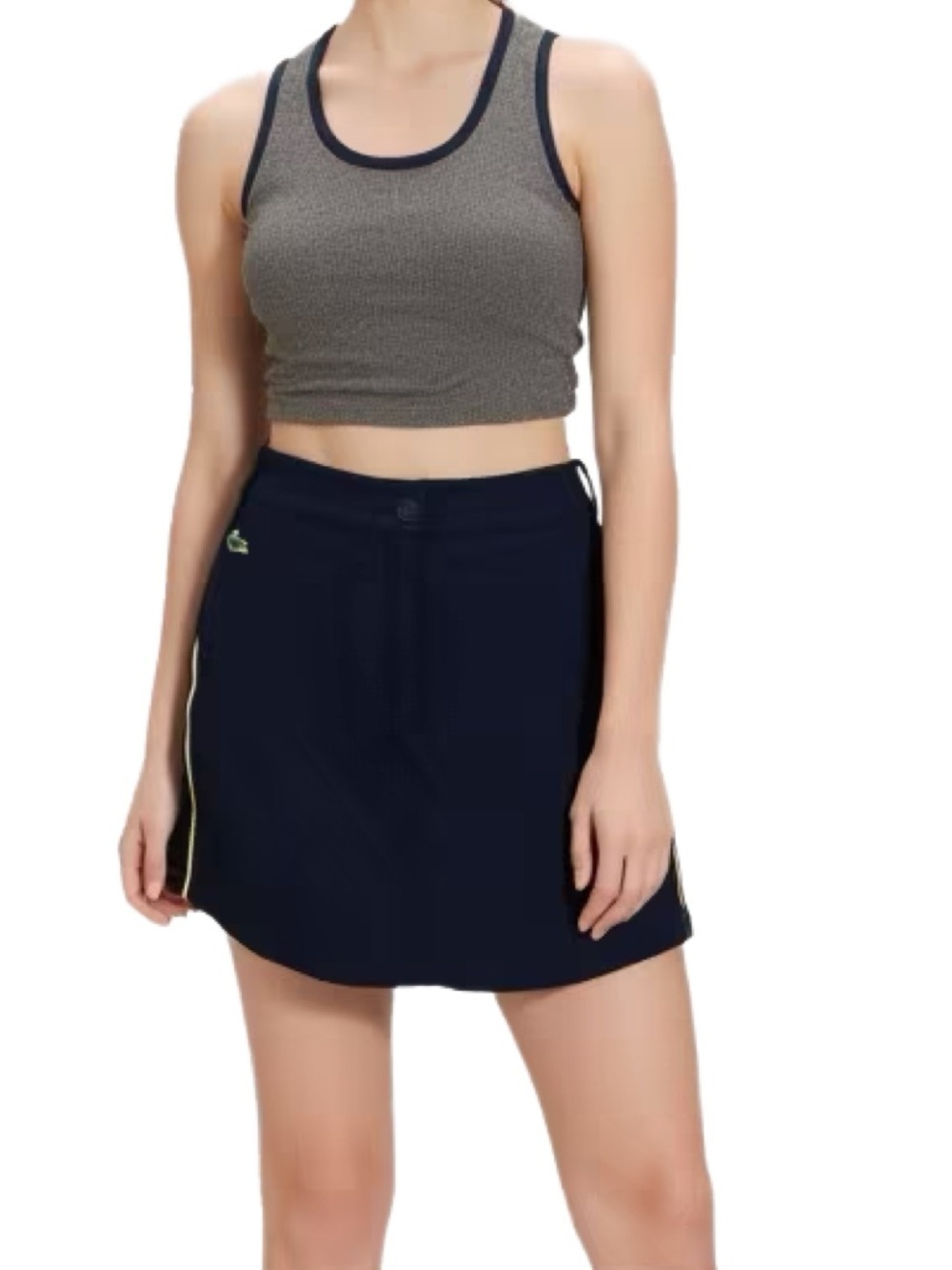 Lacoste Sport Skirt in Navy with Yellow Side Stripe Size EU 40